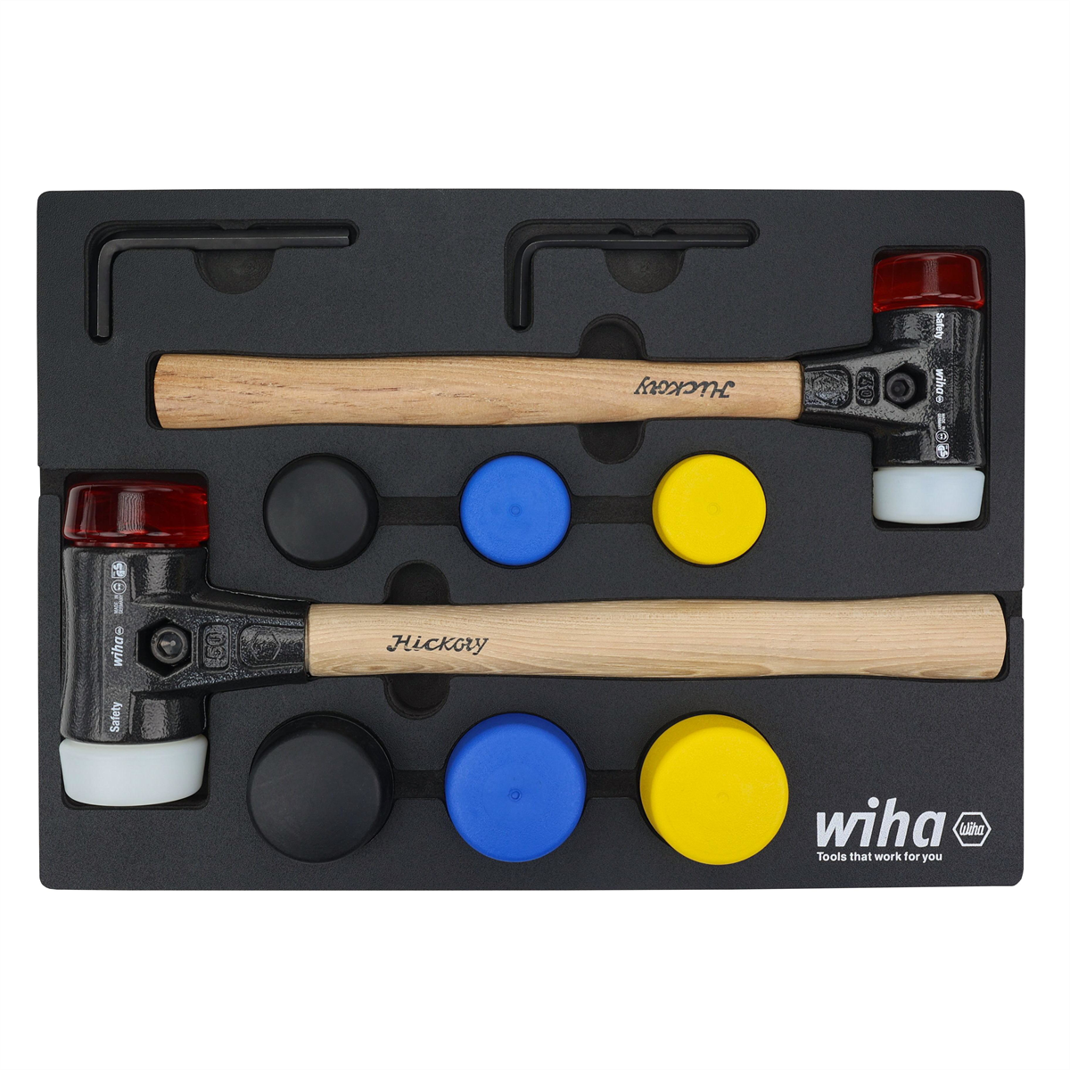 WIHA Tools 14 Piece Split Head Mallet Foam Tray Set