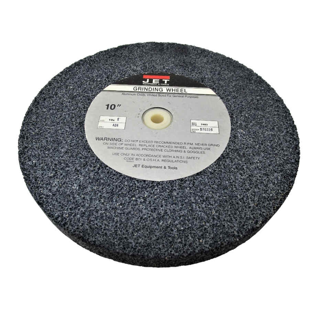 Jet Tools Grinding Wheel, 10 Inch x 1 Inch - 24 Grit