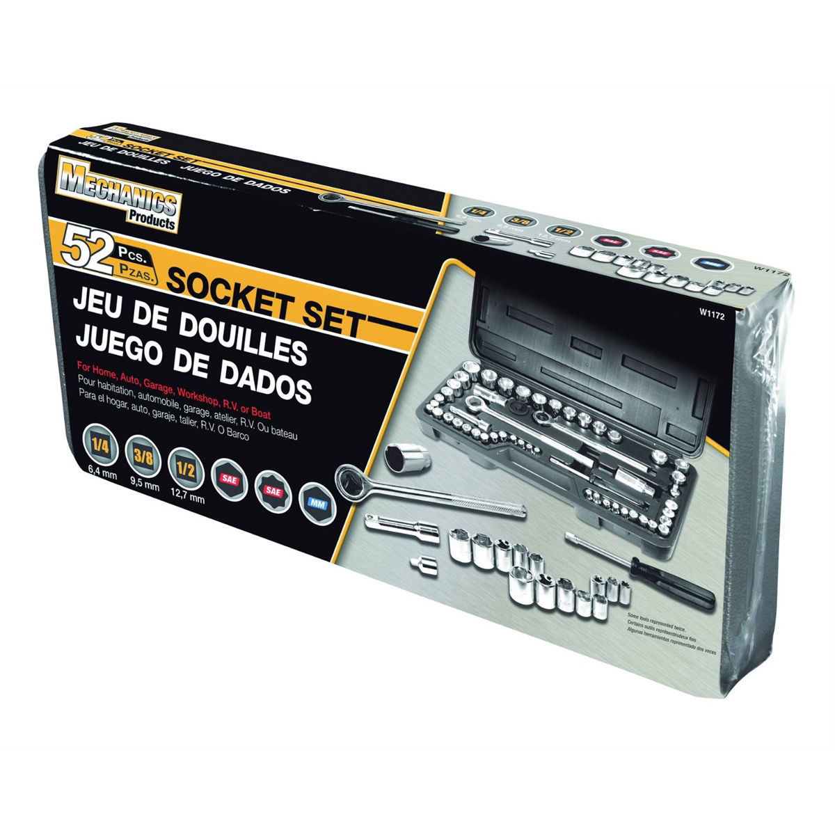 Wilmar Corp. / Performance Tool 52 Piece 1/4" 3/8" 1/2" Socket Set