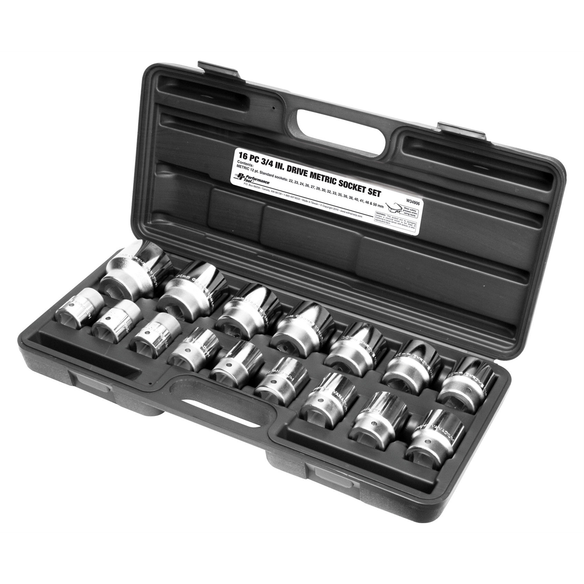 Wilmar Corp. / Performance Tool 16 Piece 3/4" Drive Metric 12pt Socket Set