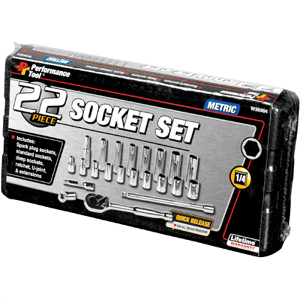 Wilmar Corp. / Performance Tool 22 Piece Metric 1/4" Drive Socket Set