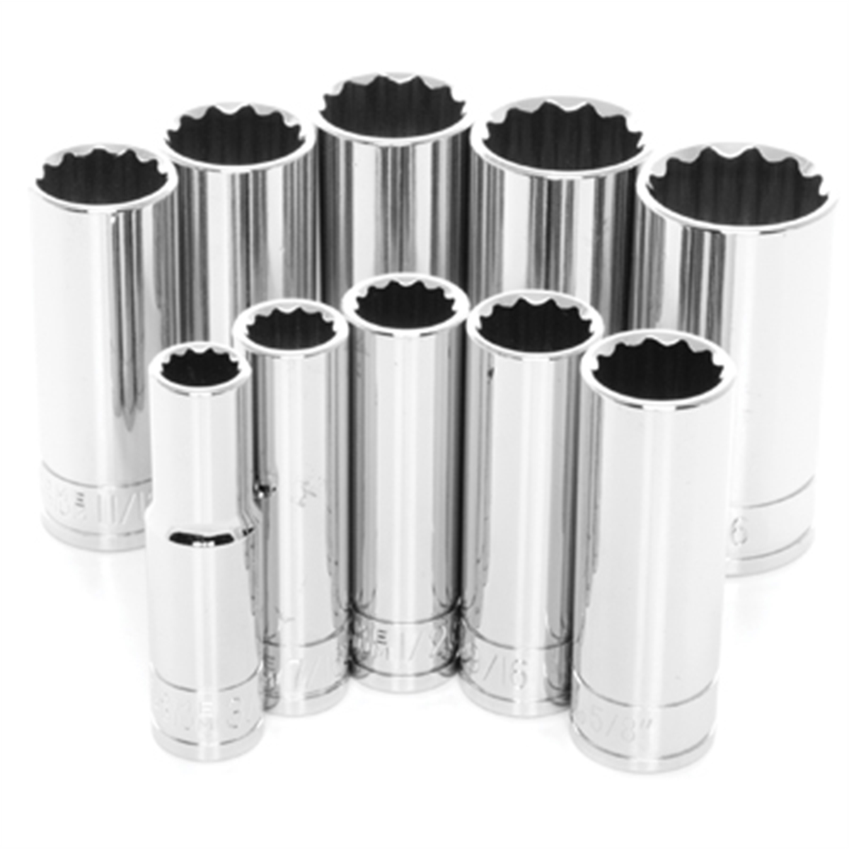 Wilmar Corp. / Performance Tool 10 Piece 3/8" Drive 12pt SAE Deep Socket Set