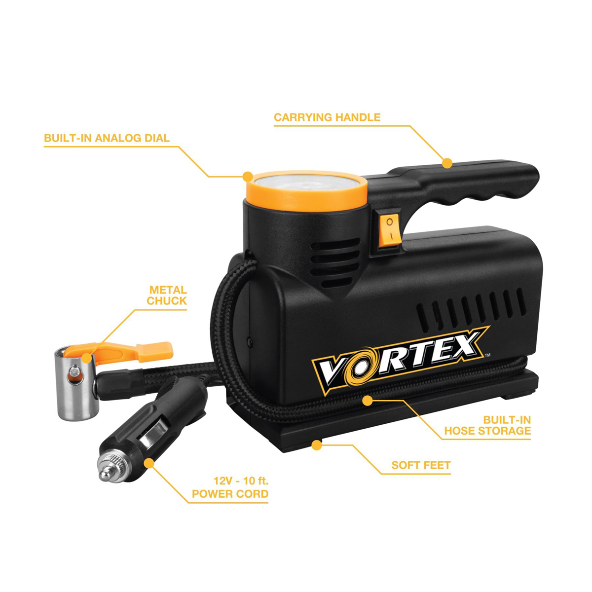 Wilmar Corp. / Performance Tool 12V Compact Tire Inflator w/LED Light