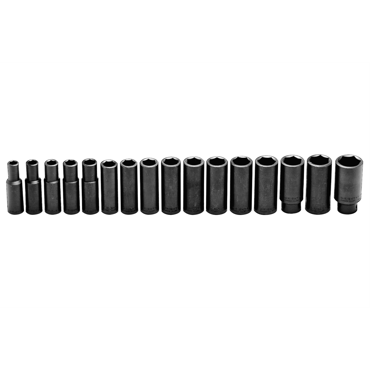 Wright Tool 16 Piece 1/2" Dr 6pt. Metric Deep Impact Sockets
